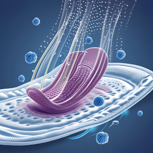 عبوة فوط صحية عضوية عالية الامتصاص بدون بلاستيك مع حماية تدوم 12 ساعة، مناسبة للنساء الباحثات عن الراحة والكرامة.
